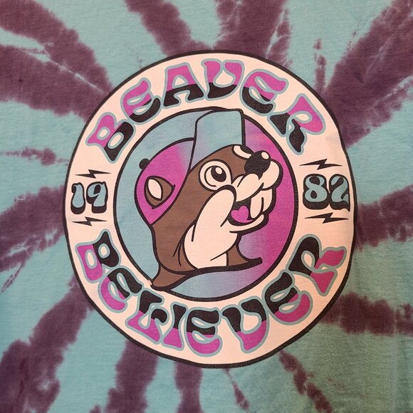 Bucees Shirt Tie Dye Beaver Believer Short Sleeve Top Unisex Medium - Picture 2 of 5